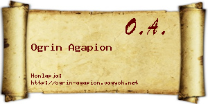 Ogrin Agapion névjegykártya